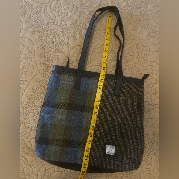 Harris Tweed x Peter James Blue Green Tweed Tote Shoulder Bag - Picture 9 of 10